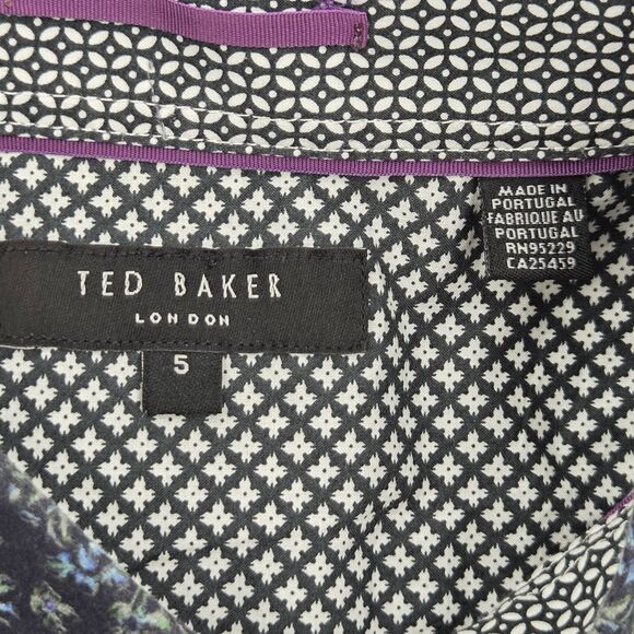 Ted Baker Button Up Down Dress Shirt Mens Size 5 Blue Floral Print Work Office - Picture 4 of 9